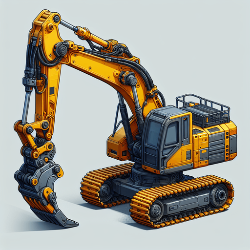 front face view of a yellow grapple excavator arm.
Single Game Texture. Game asset. 2d. Blank background. Color. High contrast. No shadows.
