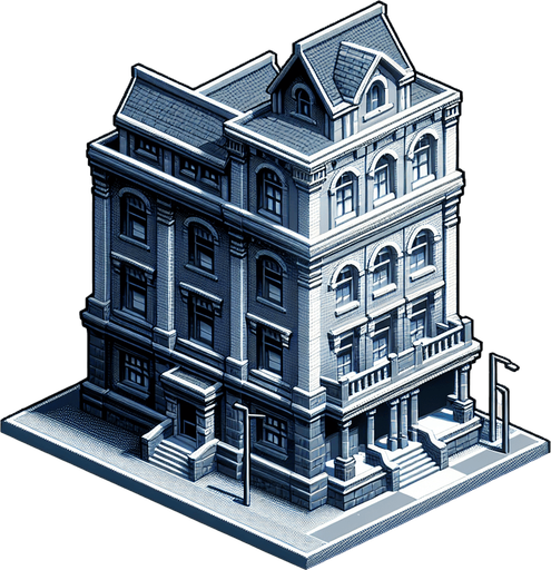 Buildings.
Single Game Texture. In-Game asset. 2d. Blank background. High contrast. No shadows.