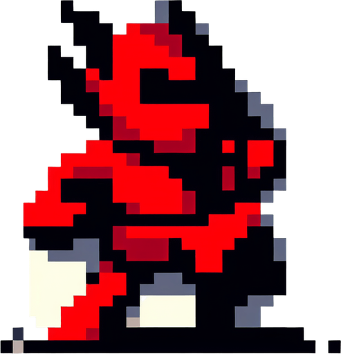Pixel art in SNES Castlevania style. Red goblin Single Game Texture. In-Game asset. 2d. Blank background. High contrast. No shadows. Pixel art in SNES Castlevania style. Red goblin