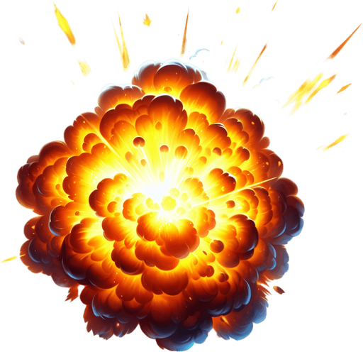 realistic explosion.
Single Game Texture. In-Game asset. 2d. Blank background. High contrast. No shadows.