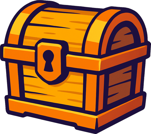 treasure chest.
In-Game asset.  2d.  High contrast.  No shadows
