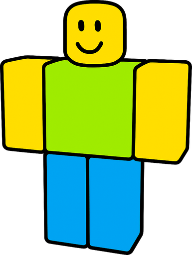 A Roblox noob.
In-Game asset.  2d.  High contrast.  No shadows