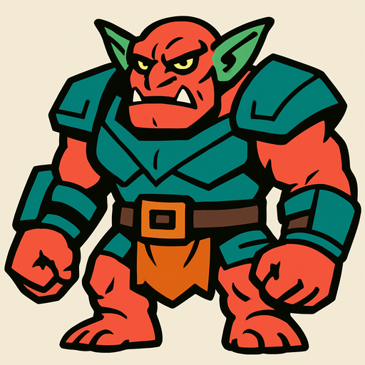 titan goblin.
In-Game asset.  2d.  High contrast.  No shadows
