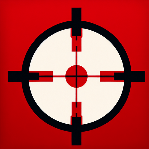 red crosshair Single Game Texture. In-Game asset. 2d. Blank background. High contrast. No shadows.