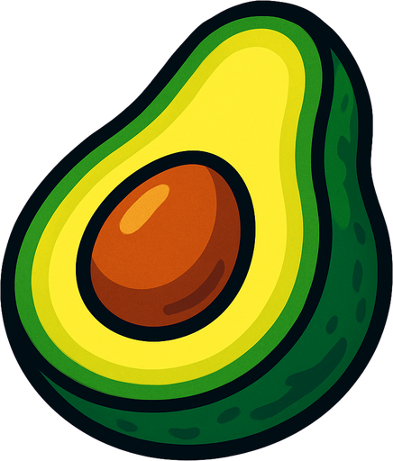 avocado.
In-Game asset.  2d.  High contrast.  No shadows