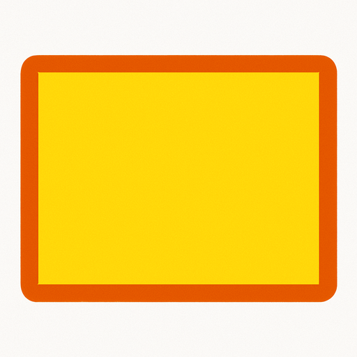 Hace un rectángulo amarillo con un borde naranja una.
In-Game asset.  2d.  High contrast.  No shadows