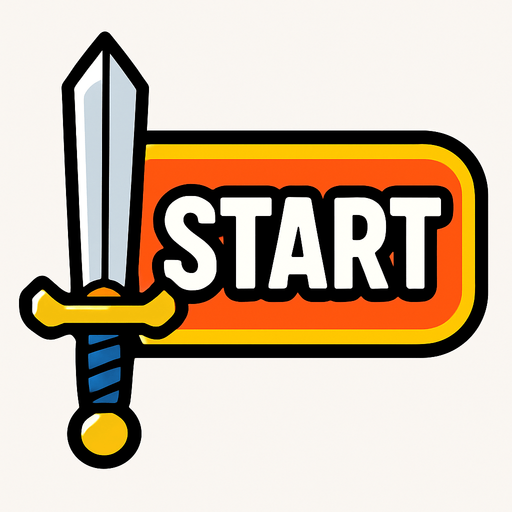 Sol tarafında kılıçlar olan start buton.
In-Game asset.  2d.  High contrast.  No shadows