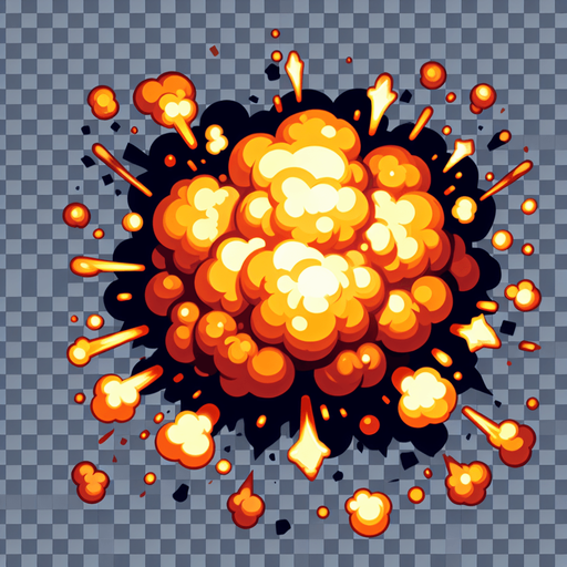 explosion VFX, transparent.
Single Game Texture.  In-Game asset.  2d.  Blank background.  High contrast.  No shadows