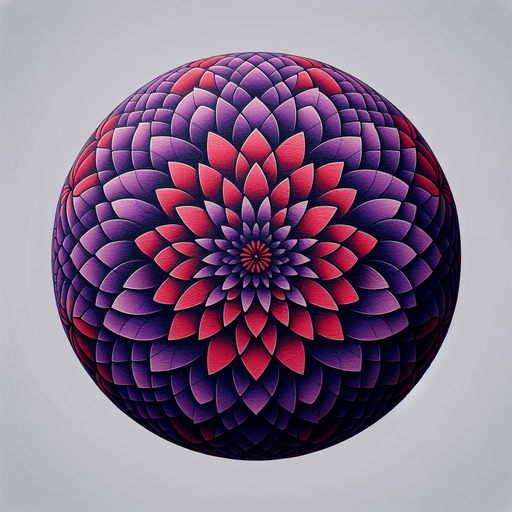 A round purple and red flower. Top down view.
Single Game Texture. In-Game asset. 2d. Blank background. High contrast. No shadows.