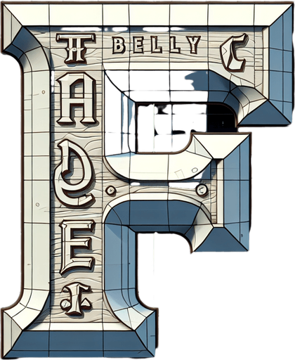 Letter F But Letter A Letter B And Letter C In My Letter F Belly.
Single Game Texture.  In-Game asset.  2d.  Blank background.  High contrast.  No shadows