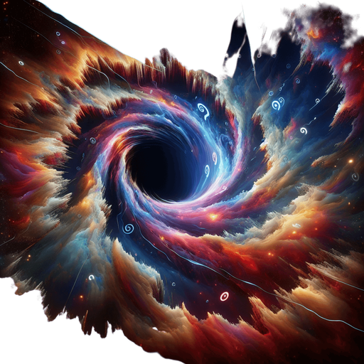 A jagged tear or swirling vortex in space, leaking multi-colored, chaotic energy. Could incorporate shifting, abstract symbols or question marks within the rift..
Single Game Texture.  In-Game asset.  2d.  Blank background.  High contrast.  No shadows