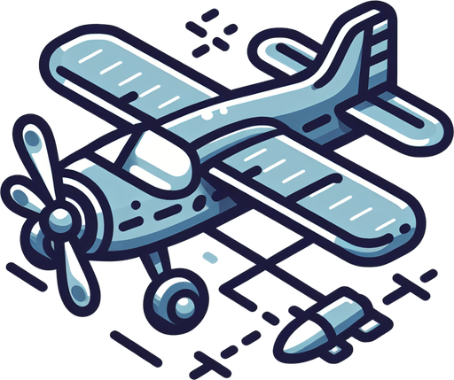 Small aeroplane.
Single Game Texture. In-Game asset. 2d. Blank background. High contrast. No shadows.