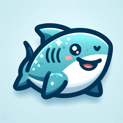 Friendly shark.
Single Game Texture.  In-Game asset.  2d.  Blank background.  High contrast.  No shadows