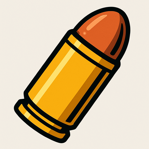 Bala de pistola.
In-Game asset.  2d.  High contrast.  No shadows