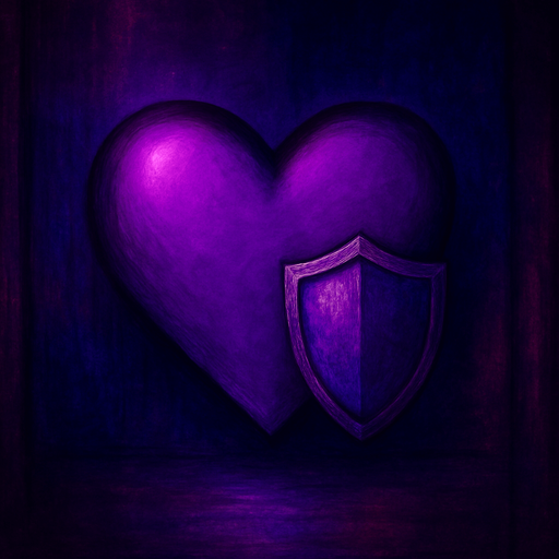 heart with shield. a small shield to the right of the heart