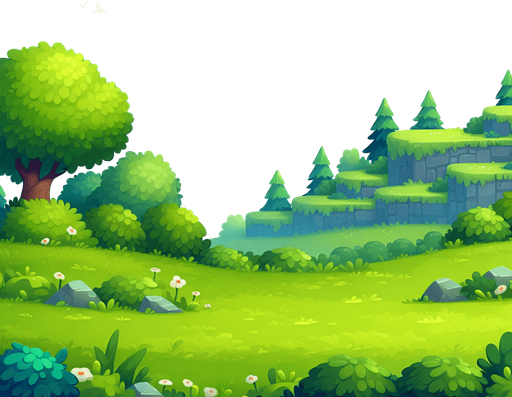 green meadow.
Single Game Texture.  In-Game asset.  2d.  Blank background.  High contrast.  No shadows