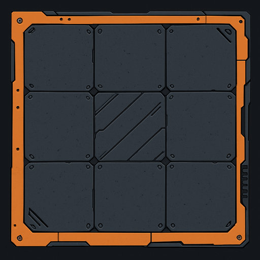 A metal plate working as the ground for a space station.
In-Game asset.  2d.  High contrast.  No shadows