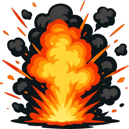 explosion realista.
In-Game asset.  2d.  High contrast.  No shadows