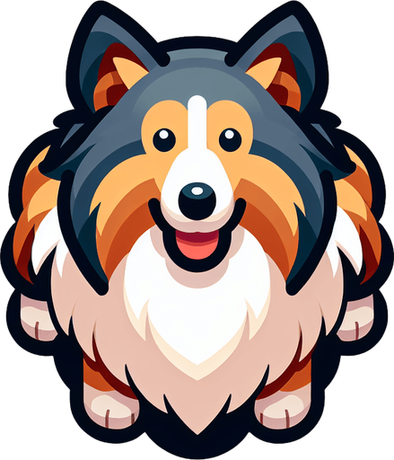Collie shepherd dog, top view, cartoon style.
Single Game Texture. In-Game asset. 2d. Blank background. High contrast. No shadows.