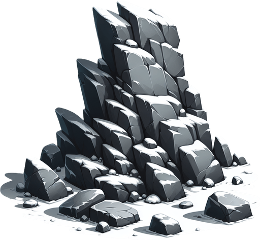 A rock in a rts style Single Game Texture. In-Game asset. 2d. Blank background. High contrast. No shadows.