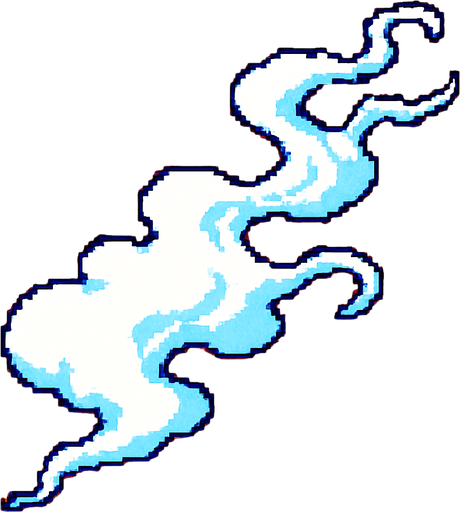 A thin wispy white cloud. 80s arcade machine graphics..
In-Game asset.  2d.  High contrast.  No shadows