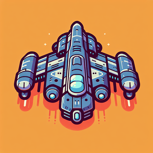 Spaceship.
Single Game Texture.  In-Game asset.  2d.  Blank background.  High contrast.  No shadows