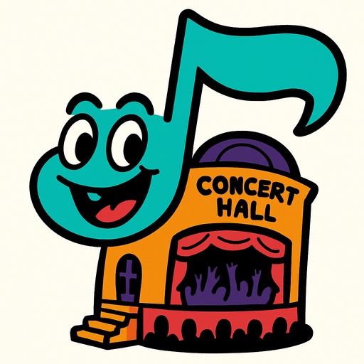 Nota musical de una Sala de Conciertos Viviente.
In-Game asset.  2d.  High contrast.  No shadows