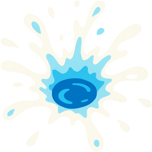 cold water splash 2d illustration. top-view perspective.
In-Game asset.  2d.  High contrast.  No shadows