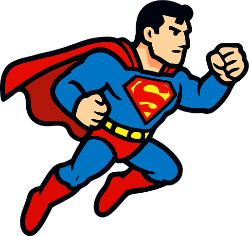 Superman 2d game.
In-Game asset.  2d.  High contrast.  No shadows