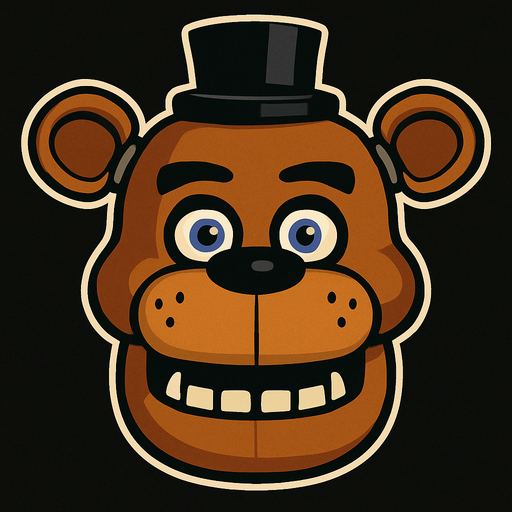 freddy head.
In-Game asset.  2d.  High contrast.  No shadows