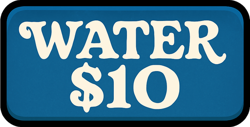 Make button blue and change text to say 'Water $10' in a retro style font