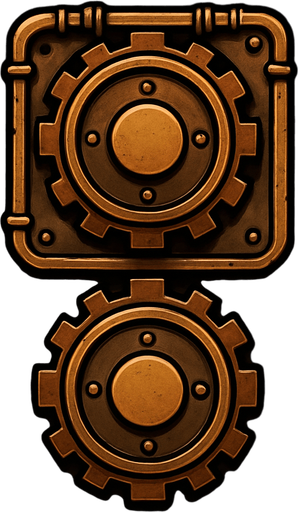 simbolo ":" en estilo steampunk.
In-Game asset.  2d.  High contrast.  No shadows