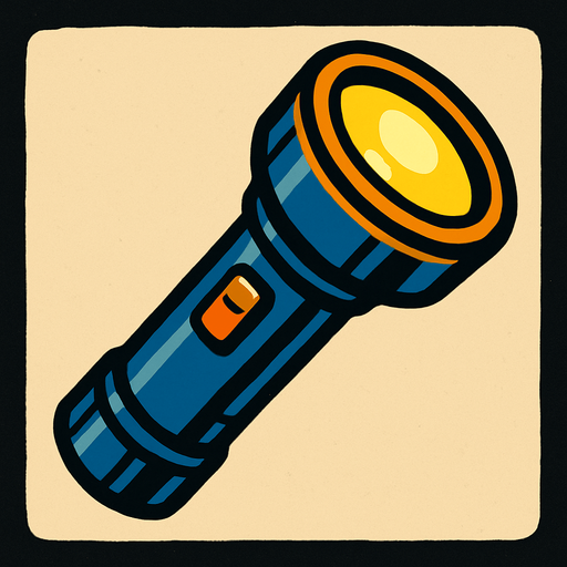 Lampe torche.
In-Game asset.  2d.  High contrast.  No shadows