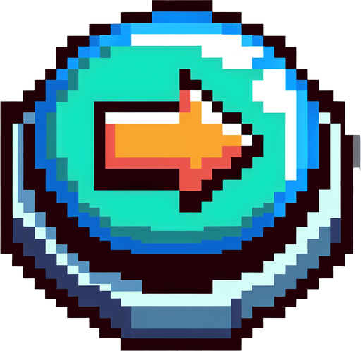 button with an arrow, 8bit pixelart.
Single Game Texture. In-Game asset. 2d. Blank background. High contrast. No shadows.