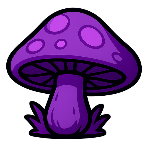 purple mushroom.
In-Game asset.  2d.  High contrast.  No shadows