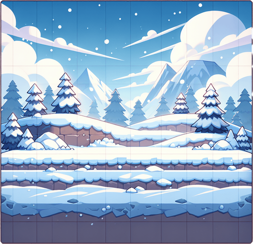snow background, only snow, side view, horizontal lines Single Game Texture. In-Game asset. 2d. Blank background. High contrast. No shadows.