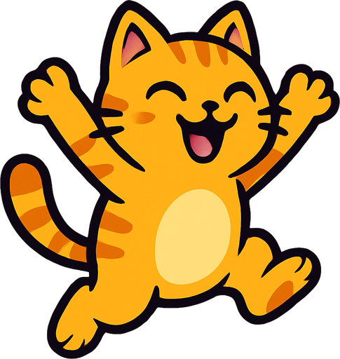 havada atlayan tatlı bir kedi çiz.
In-Game asset.  2d.  High contrast.  No shadows
