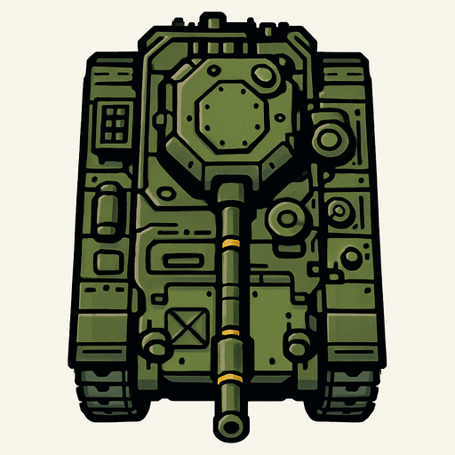 Top view of a Heavy armored military Tank.
In-Game asset.  2d.  High contrast.  No shadows