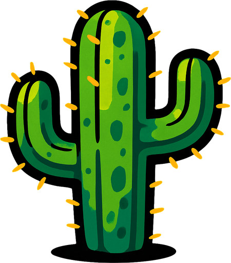 Cactus.
In-Game asset.  2d.  High contrast.  No shadows