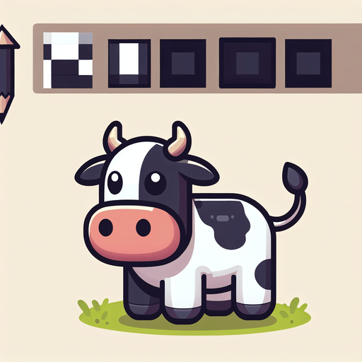 Cow.
Single Game Texture. In-Game asset. 2d. Blank background. High contrast. No shadows.