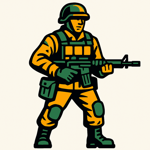 soldier.
In-Game asset.  2d.  High contrast.  No shadows