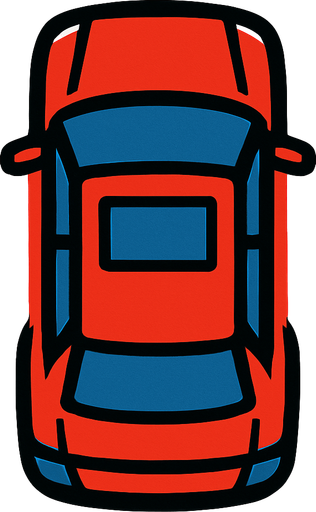 car bird's eye view.
In-Game asset.  2d.  High contrast.  No shadows