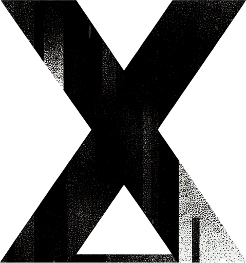 letter X png.
Single Game Texture. In-Game asset. 2d. Blank background. High contrast. No shadows.