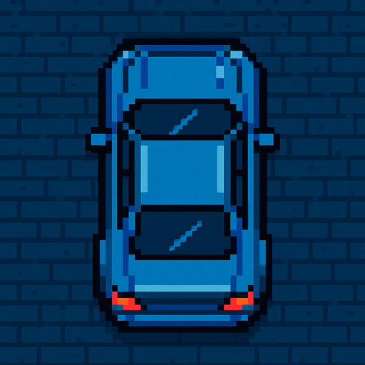 Bird's eye view of the car.
In-Game asset.  2d.  High contrast.  No shadows. pixel art