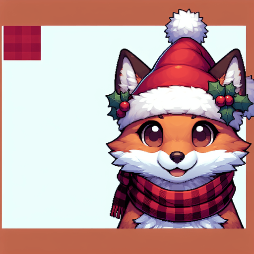 Лис в новогодний шапке Single Game Texture. In-Game asset. 2d. Blank background. High contrast. No shadows.