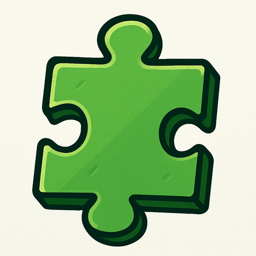 A green puzzle piece.
In-Game asset.  2d.  High contrast.  No shadows