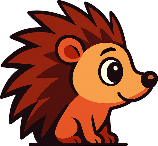 3d pixar tarzı kirpi yandan bakış.
In-Game asset.  2d.  High contrast.  No shadows