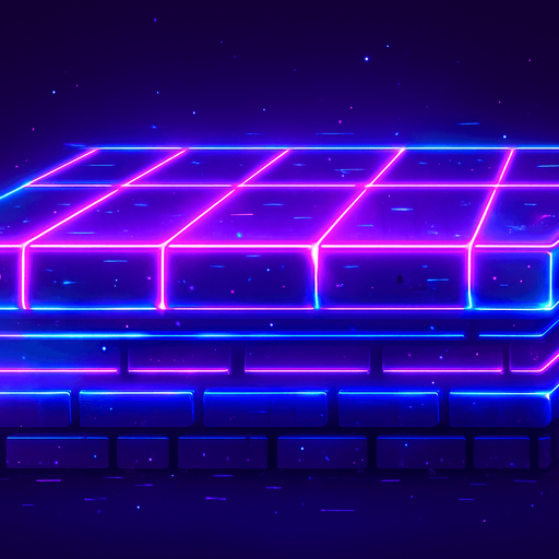 Neon cyberpunk hologram glowing platform side view