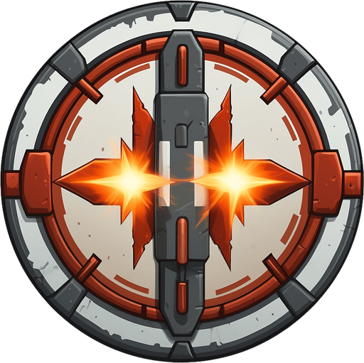 Extra missile powerup circle. Missile and plus sign.
Single Game Texture. In-Game asset. 2d. Pixelart. White background. Blank background. Low detail. High contrast.
