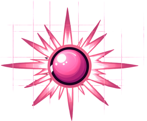 pink cartoon laser.
Single Game Texture. In-Game asset. 2d. Blank background. High contrast. No shadows.